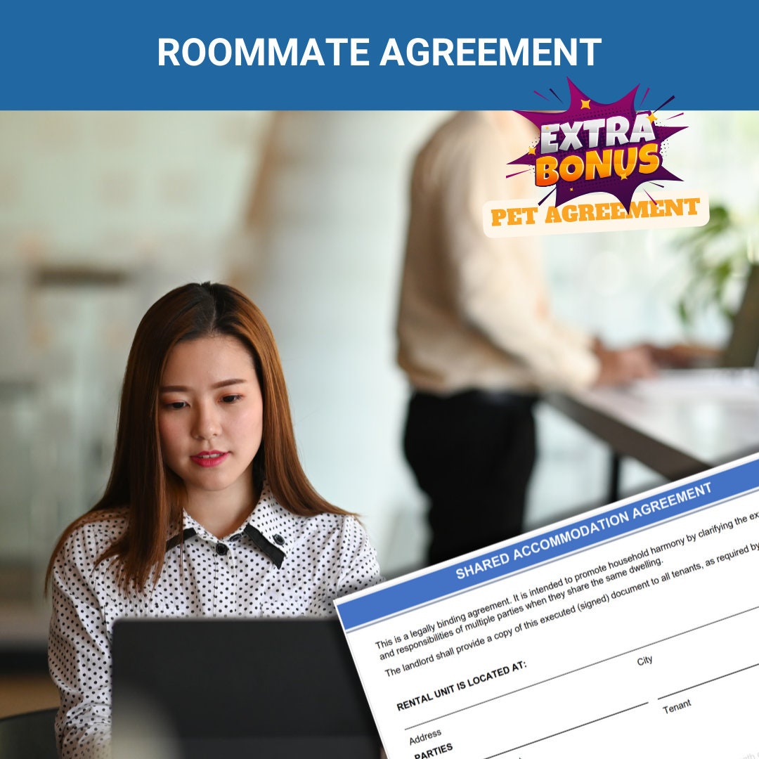 Roommate agreement (3 pages)  - When can they party and when is it quiet time?? Set Expectations!! (BONUS PET AGREEMENT)
