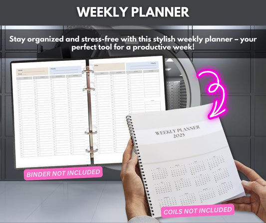 WEEKLY PLANNER - your perfect tool for a productive week! Print a new one every year! Print as you need!
