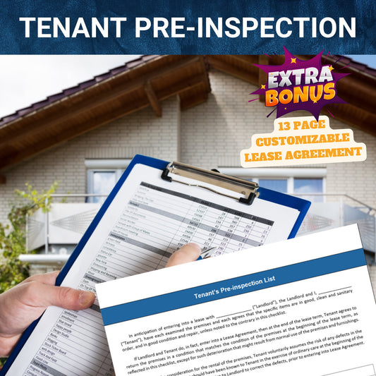 Pre Tenant Inspection and Lease Package  WORD & PDF  9-Page Inspection  13 Page Lease