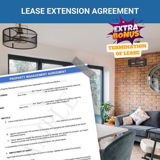 Lease Extension Agreement between Tenant and Landlord - Making the agreement and expectations clear - PDF and WORD versions to customize